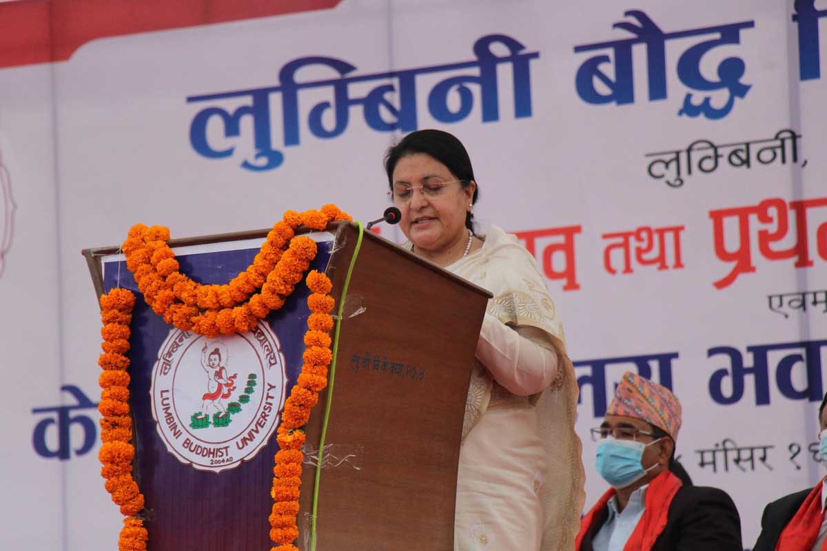 विश्‍वभर बुद्धका उपदेश फैलाउन जरुरी छ: राष्ट्रपति