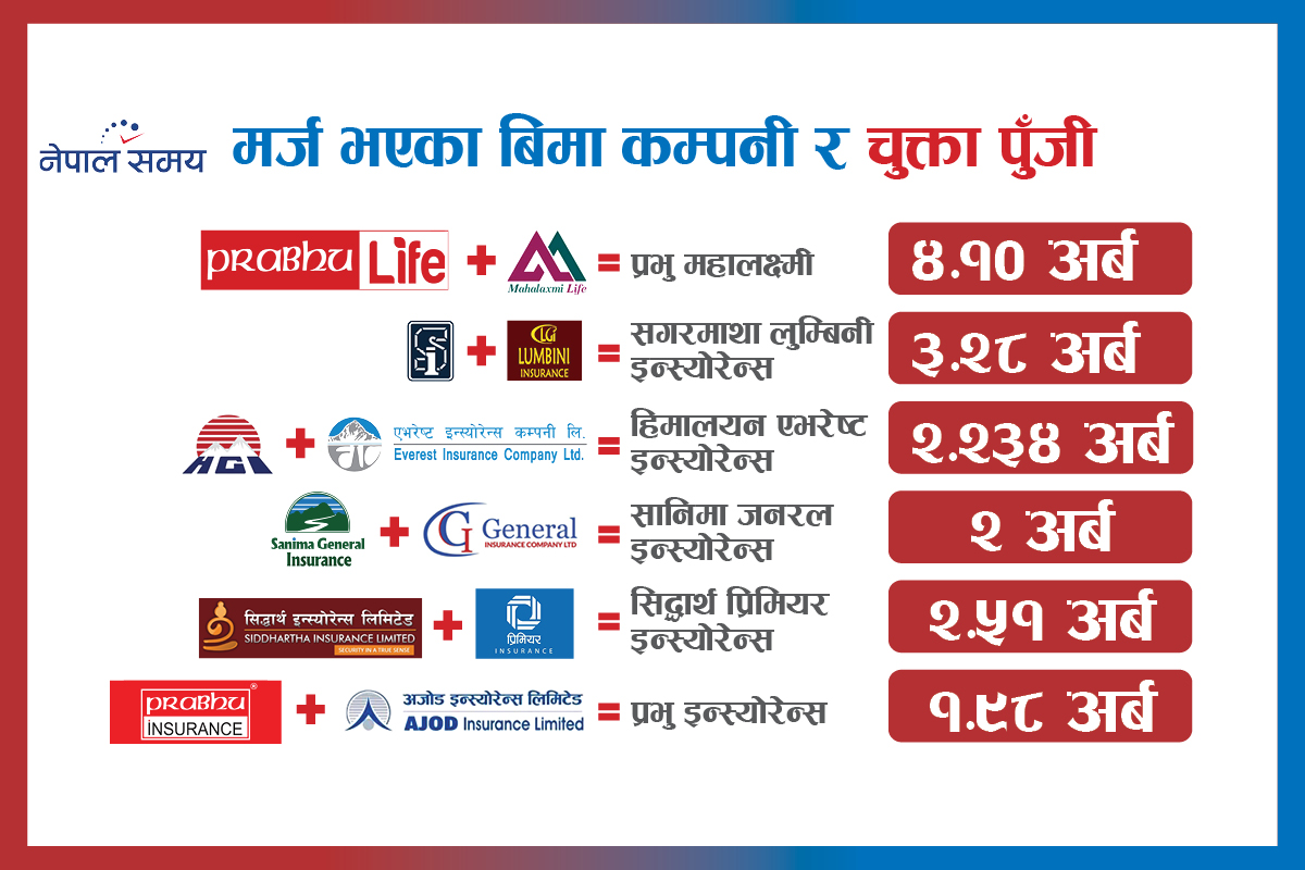 मर्जरले पूर्णता पाए १९ बिमा कम्पनी ९ वटामा सीमित हुने